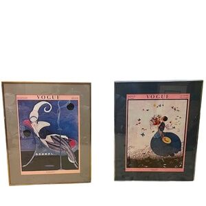 FRAMED 2 ART DECO HELEN DRYDEN VOGUE‎ COVERS 1914/1922 PRINTS